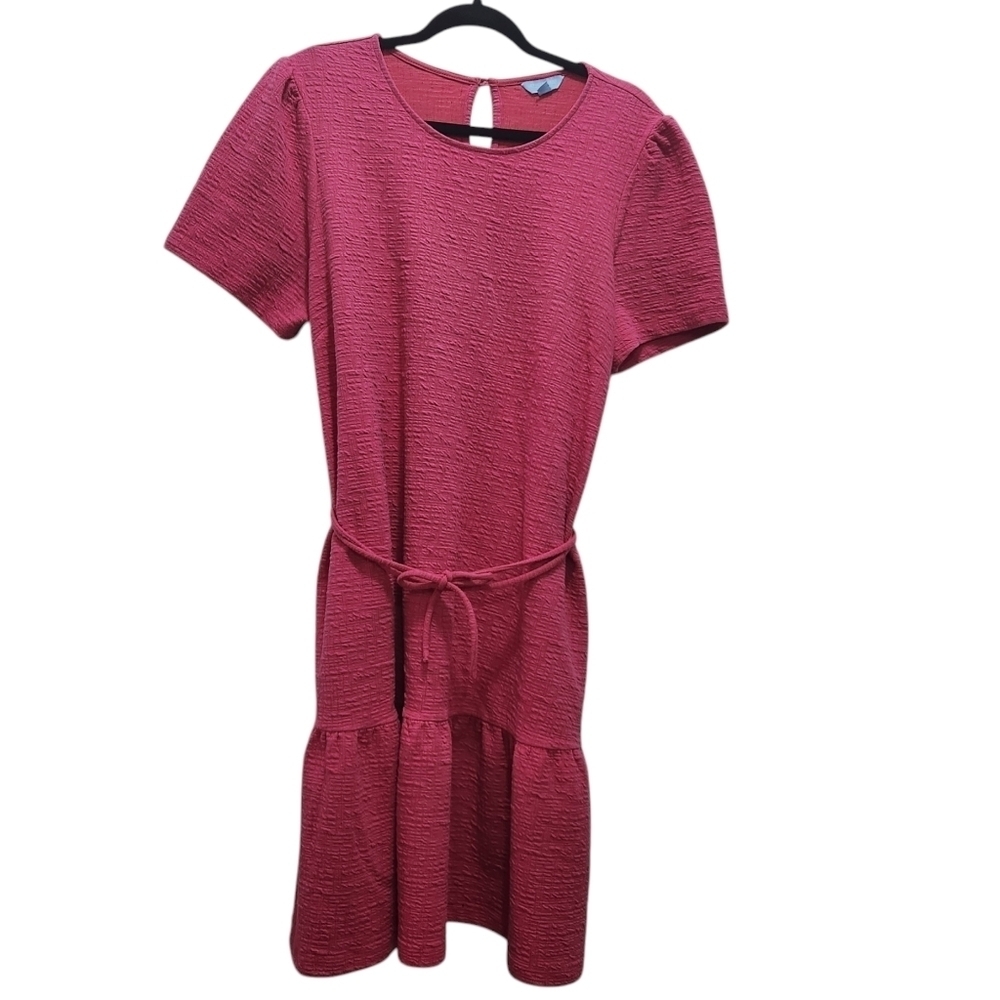 Draper James RSVP Dress Size XL Textured Ruffle Babydoll Pink Pockets Crinkle